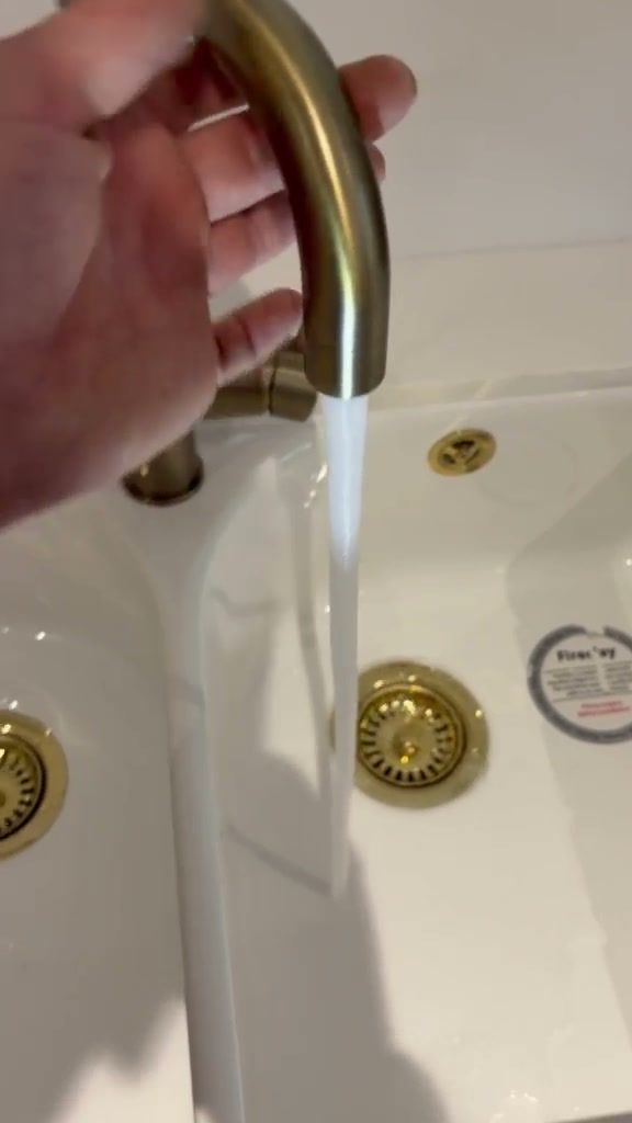 electriQ instant hot water tap installation in Watford: three-way boiling water tap on a Belfast sink, with the boiling water tank and filter fitted under the sink