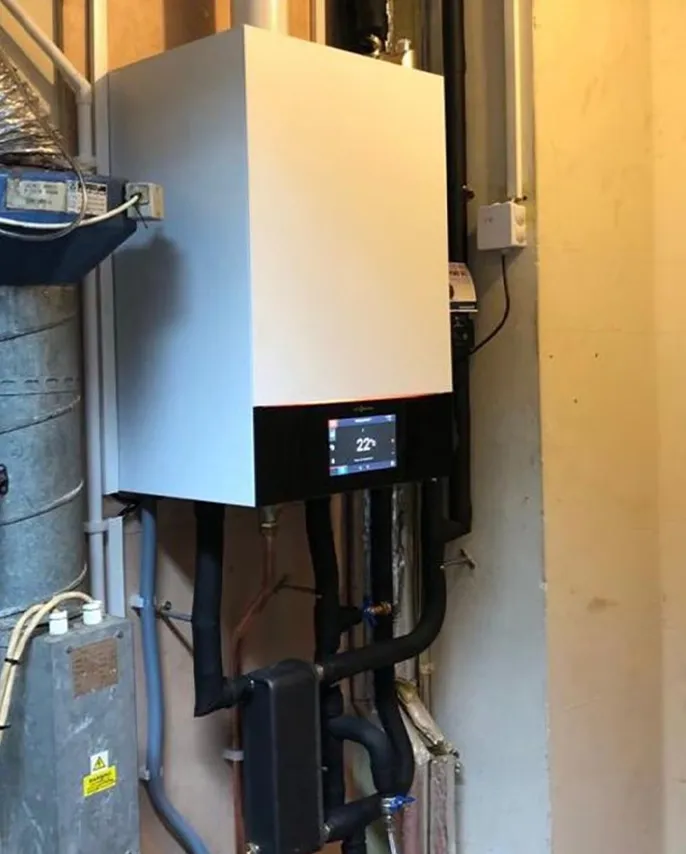 The wall mounted Viessmann Vitodens 200-W gas condensing boiler fitted at the Royal Thai Embassy